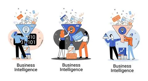 Business intelligence data analysis obtaining analytical information for making Stock Illustration