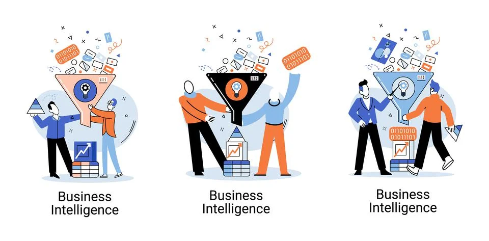 Business intelligence data analysis obtaining analytical information for making Stock Illustration