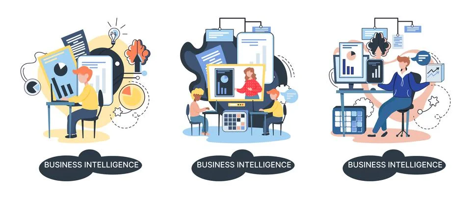 Business intelligence data analysis obtaining analytical information for making イラスト素材