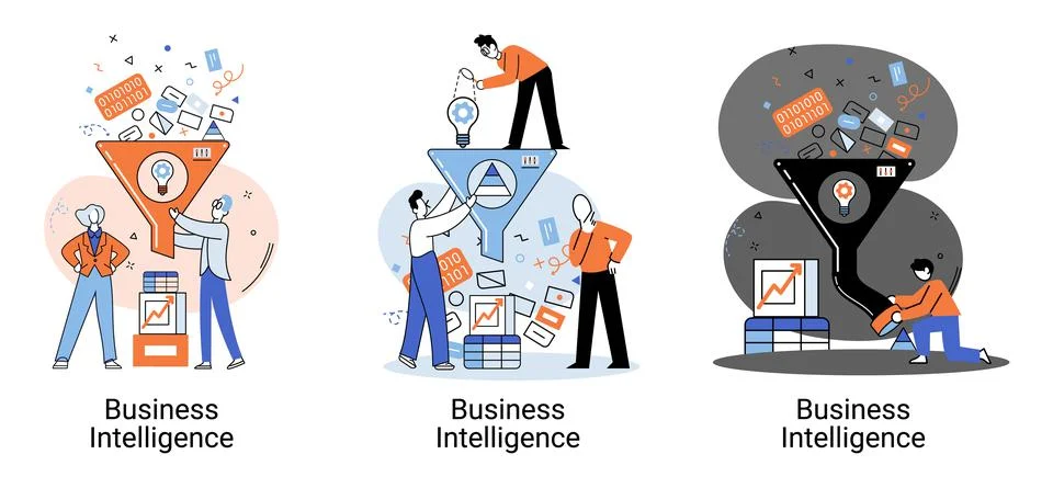 Business intelligence data analysis obtaining analytical information for making 스톡 일러스트