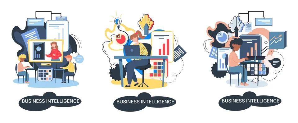 Business intelligence data analysis obtaining analytical information for making 스톡 일러스트