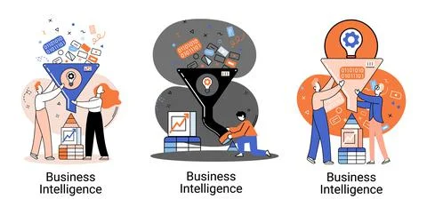 Business intelligence data analysis obtaining analytical information for making 스톡 일러스트
