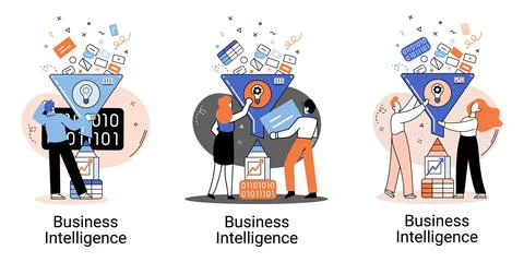 Business intelligence data analysis obtaining analytical information for making 스톡 일러스트