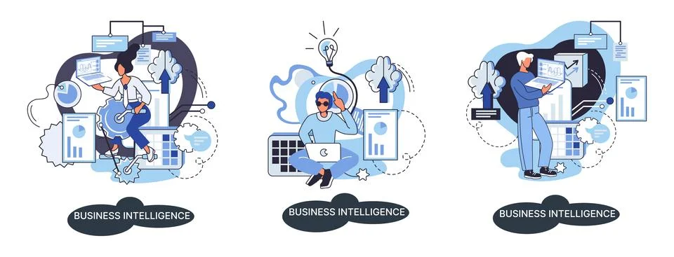 Business intelligence data analysis obtaining analytical information for making 스톡 일러스트