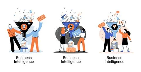 Business intelligence data analysis obtaining analytical information for making Stock Illustration