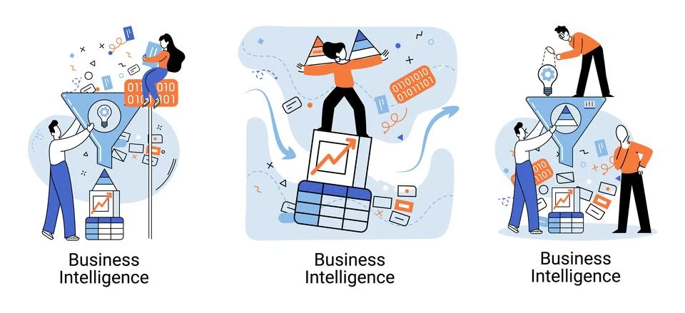 Business intelligence data analysis obtaining analytical information for making Stock Illustration