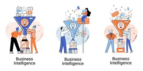 Business intelligence data analysis obtaining analytical information for making 스톡 일러스트