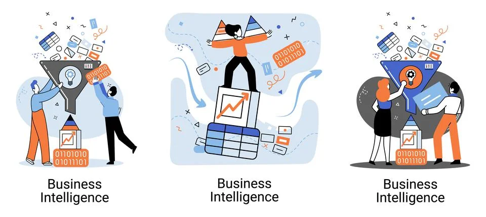 Business intelligence data analysis obtaining analytical information for making 스톡 일러스트