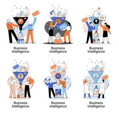 Business intelligence data analysis obtaining analytical information for making Stock Illustration