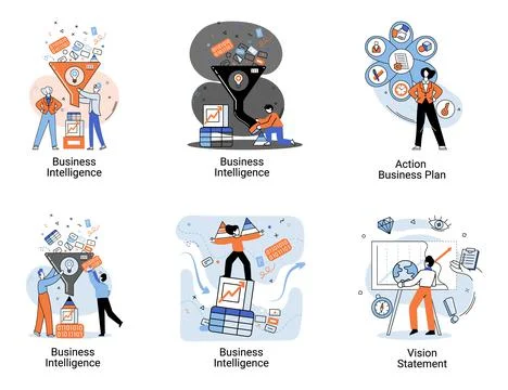 Business intelligence data analysis obtaining analytical information for making 스톡 일러스트