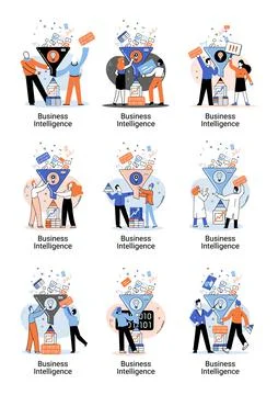 Business intelligence data analysis obtaining analytical information for making 스톡 일러스트