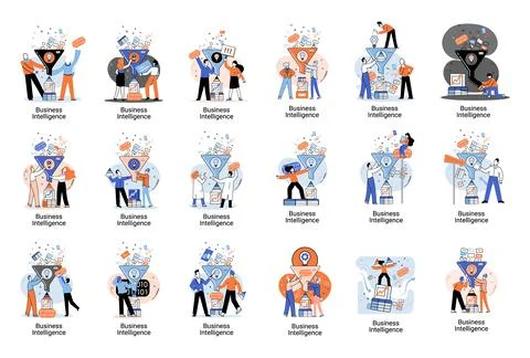 Business intelligence data analysis obtaining analytical information for making Stock Illustration