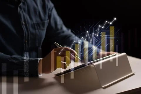 Business intelligence, data analytics and visualization concept. Machine lea Stock Photos