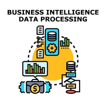 Business intelligence data processing strategy concept vector Illustrazione stock
