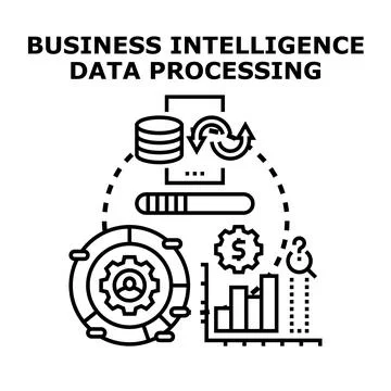 Business intelligence data processing strategy concept 库存插图