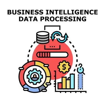 Business intelligence data processing strategy concept Stock Illustration