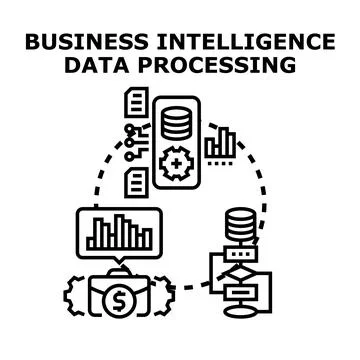 Business intelligence data processing strategy concept vector Stock Illustration