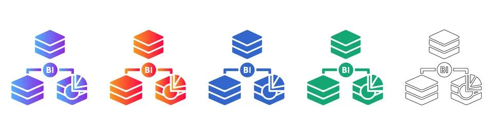 Business Intelligence Data Structure Icons Stock Illustration