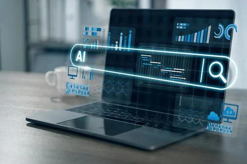 A business intelligence digital data analysis and artificial intelligence con Stock Photos
