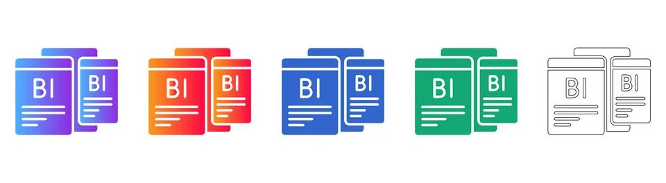Business Intelligence Document Icons Stock Illustration