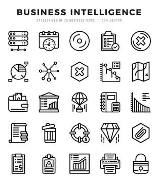 Business Intelligence elements. Lineal web icon set. Simple vector illustra.. イラスト素材