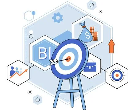 Business intelligence. Flat design elements create sleek and modern visual Stockillustratie