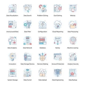 Business Intelligence Flat Line Pack Stockillustratie