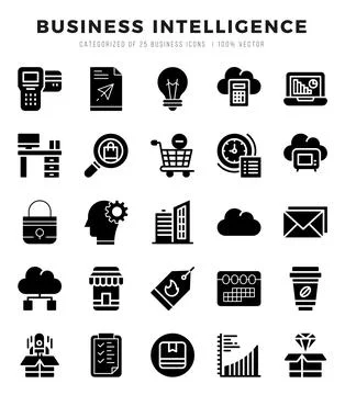 Business Intelligence Glyph icons. Vector Glyph illustration. Stock Illustration