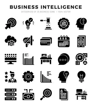 Business Intelligence Glyph icons. Vector Glyph illustration. Stock Illustration