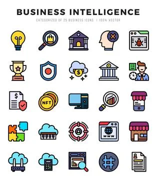 Business Intelligence Icon Bundle 25 Icons for Websites and Apps 스톡 일러스트