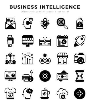 Business Intelligence Icon Bundle 25 Icons for Websites and Apps Stock Illustration