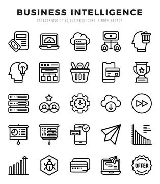 Business Intelligence Icon Bundle 25 Icons for Websites and Apps Stock Illustration