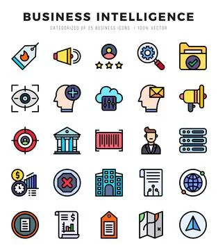 Business Intelligence Icon Bundle 25 Icons for Websites and Apps Illustrazione stock
