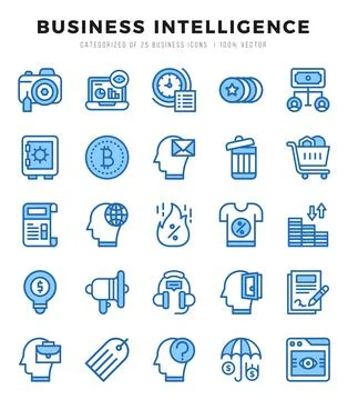 Business Intelligence Icon Bundle 25 Icons for Websites and Apps Stock Illustration