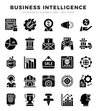 Business Intelligence icon pack for your website. mobile. presentation. and.. Stock Illustration