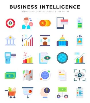 Business Intelligence icon pack for your website. mobile. presentation. and.. Stock Illustration