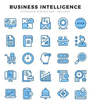 Business Intelligence icon pack for your website. mobile. presentation. and.. Stock Illustration