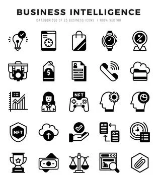 Business Intelligence icon pack for your website. mobile. presentation. and.. Stock Illustration