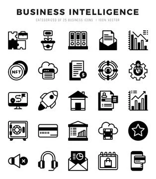 Business Intelligence icon pack for your website. mobile. presentation. and.. Stock Illustration