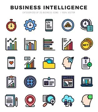 Business Intelligence icon pack for your website. mobile. presentation. and.. Illustrazione stock