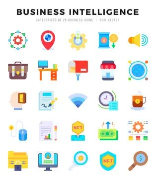 Business Intelligence icon pack for your website. mobile. presentation. and.. Stock Illustration