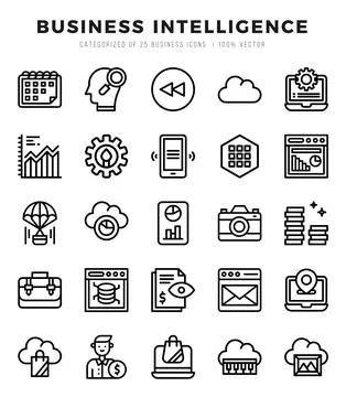 Business Intelligence icon pack for your website. mobile. presentation. and.. Stock Illustration
