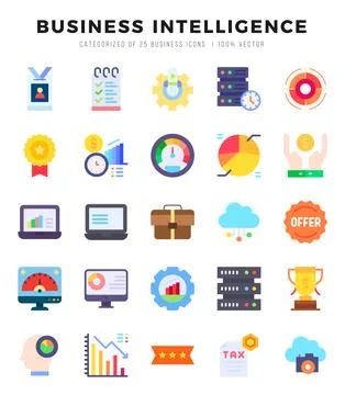 Business Intelligence icon pack for your website. mobile. presentation. and.. Stock Illustration