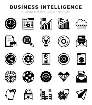 Business Intelligence icon pack for your website. mobile. presentation. and.. Illustrazione stock