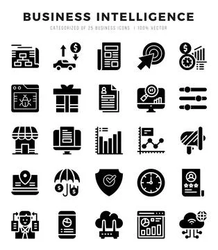 Business Intelligence icon pack for your website. mobile. presentation. and.. Stock Illustration