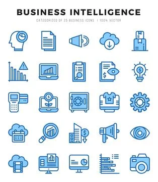 Business Intelligence icon pack for your website. mobile. presentation. and.. Stock Illustration