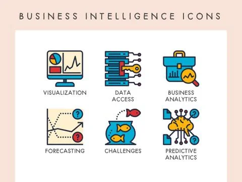 Business intelligence icons Stock-Illustration