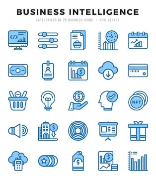 Business Intelligence Icons Pack. Two Color icons set. Two Color icon colle.. イラスト素材