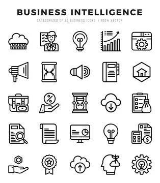 Business Intelligence icons set. Vector illustration. Stockillustratie
