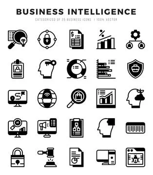 Business Intelligence icons set. Vector illustration. Stock Illustration